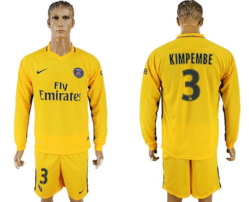 Paris Saint-Germain #3 Kimpembe Away Long Sleeves Soccer Club Jersey - Click Image to Close